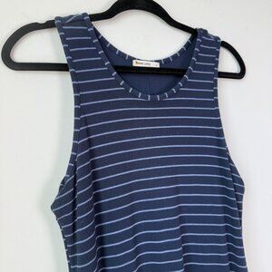 Marine Layer Lexi Daytime Midi Medium Weight Ribbed Dress Blue Stripes Size Larg